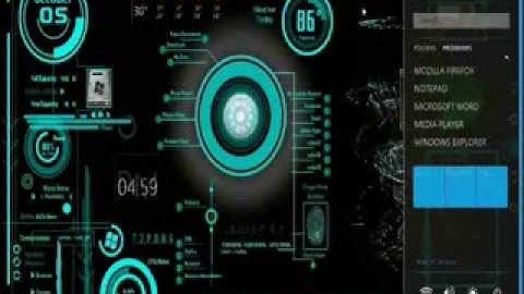 Ironman/Jarvis skin  + Omnimo/Windows 8 skin in Rainmeter