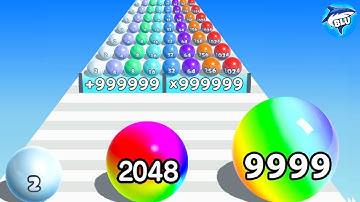 Ball Merge 2048 🟡🔵🧶 Gameplay Walkthrough All Levels Android ,iOS New Updates ball run 2048