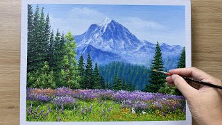 Daily Art #006 / Acrylic / Mountain Wildflowers  Painting