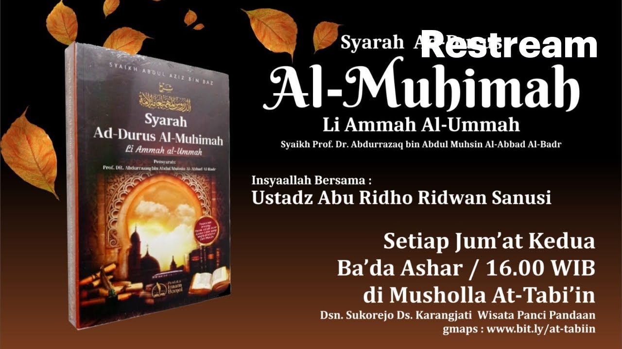 SYARAH AD-DURUS AL MUHIMMAH | Ustadz Abu Ridho Ridwan Sanusi - YouTube