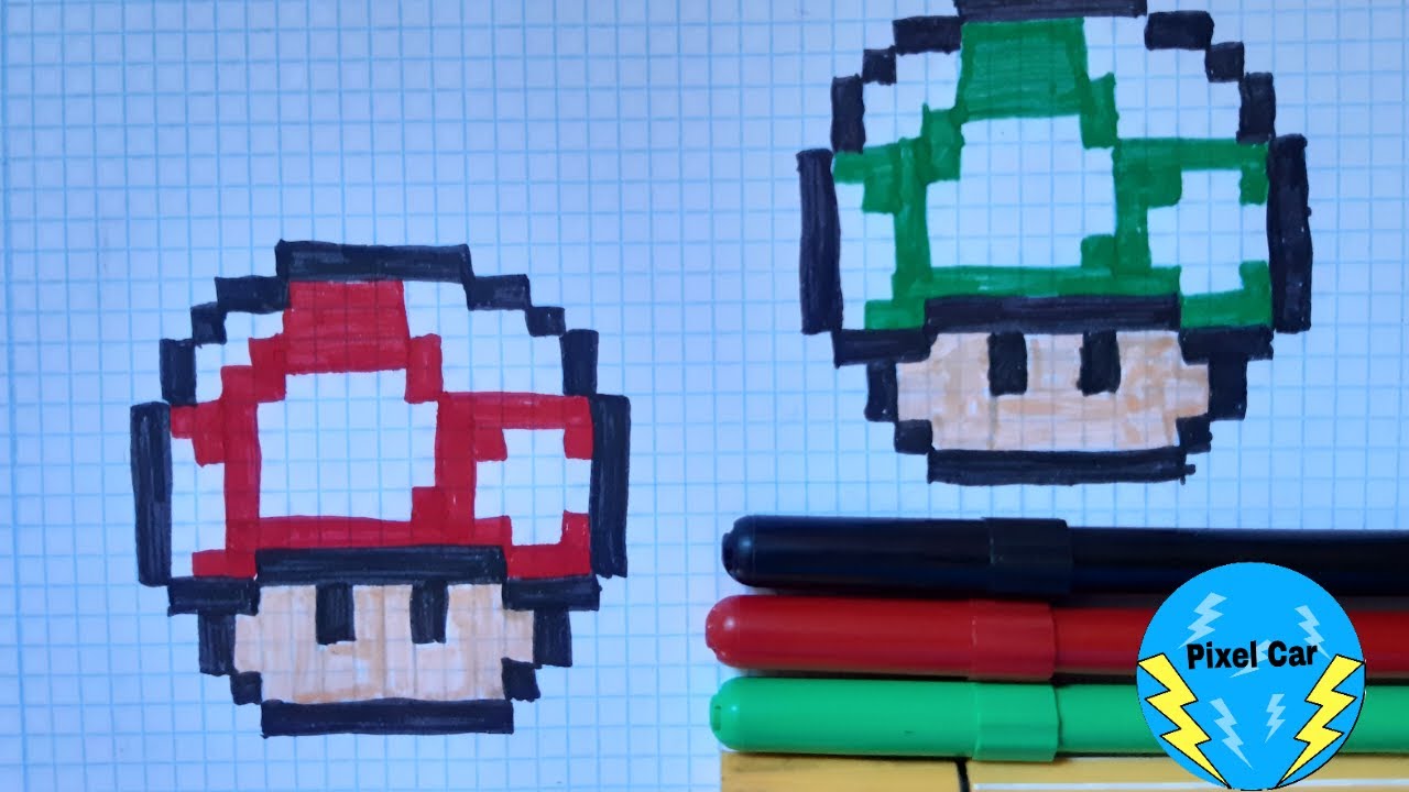 Como dibujar a los dos hongos de Mario Bros pixel art. - thptnganamst.edu.vn