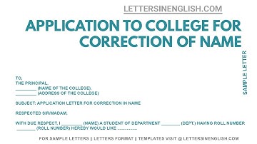 Application to University for Name Correction - Application for Name Correction in College