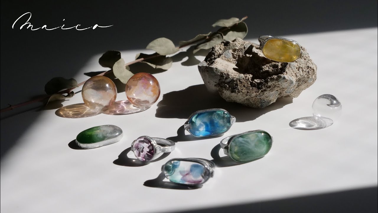 【モールドなし】レジンで天然石風リングを作ってみる💍 Making｜DIY｜MAKING A RING. Music to relax. #おゆまる