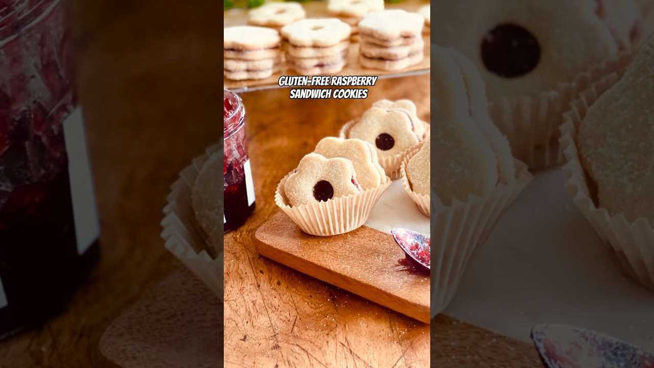 Gluten-Free Raspberry Sandwich Cookies #recipe #food #cookie #glutenfree #shorts #valentinesday