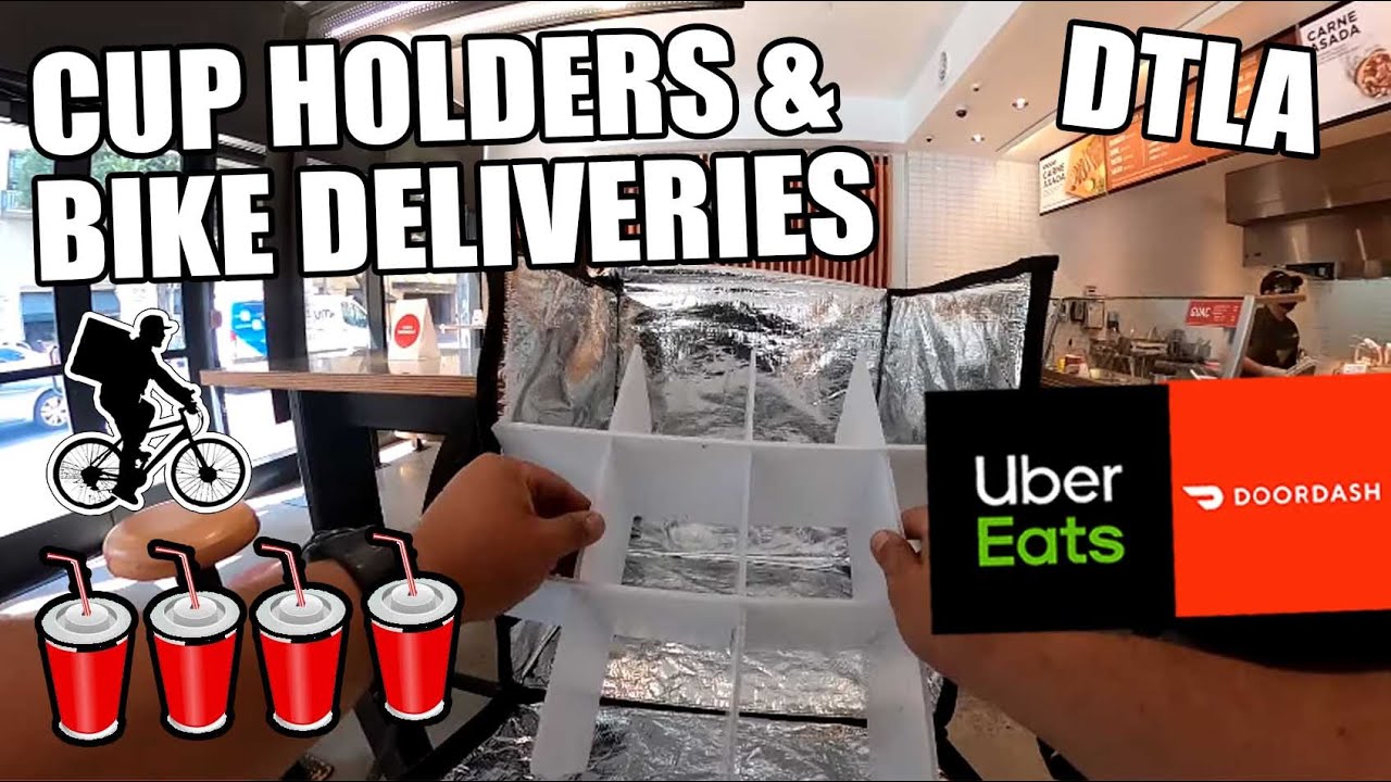 Cup Holders in Action New Bike Lanes in DTLA Food Deliveries w