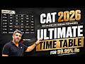 CAT 2026 Ultimate Time Table 🔥 | 99.99%ile Strategy for Students &amp; Working Professionals