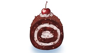Chocolate cherry rollcake [speedpaint]