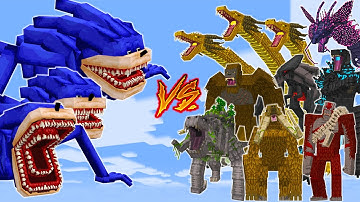 SHIN SONIC PHASE 4 vs All GODZILLA LEGACY OF TITAN | MINECRAFT PE BATTLE