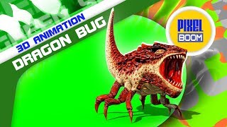 Green Screen Dragon Bug Monster 3D Animation - PixelBoom