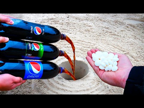 experiment:-pepsi,-pepsi-lime,-pepsi-max-vs-mentos-underground-huge-fountain!