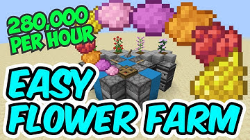FASTEST AUTOMATIC FLOWER FARM Minecraft Tutorial: How to make the BEST & EASY 2 Tall FLOWER/DYE FARM
