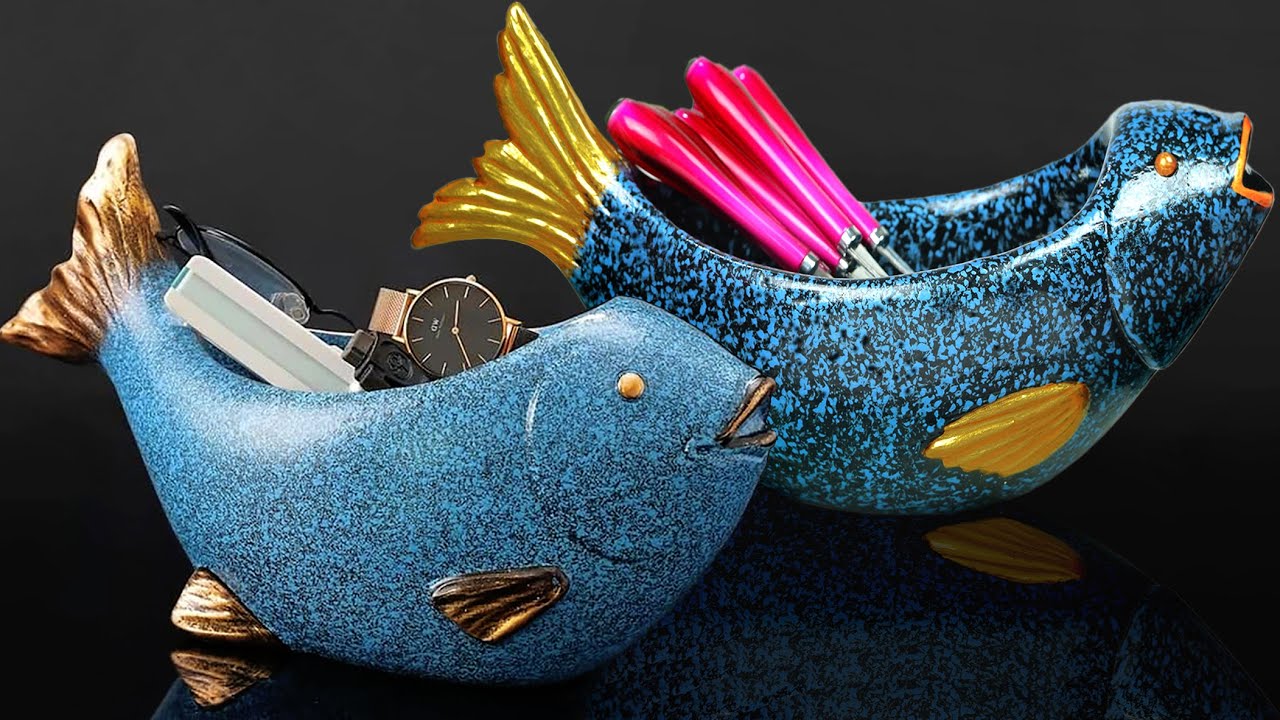Fish shape spoon holder Showpiece making at home Gift item showpiece