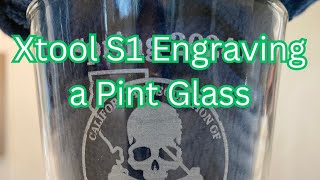 Landscape xtool s1 engraved etched pint glass using ra2 pro rotary setup tutorial beginner friendly