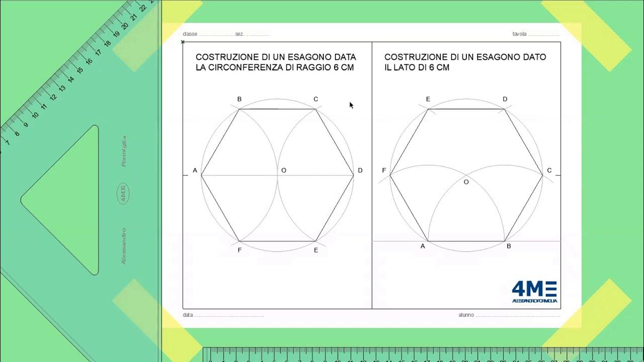 Come Disegnare Un Esagono Con Il Righello Costruzione di un esagono regolare - YouTube