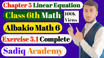 |Chapter 5 Linear Equation |Exercise 5.1 Complete| Class 6th |