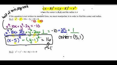 9 - Circles in the Coordinate Plane - Using Algebra to Complete the Square