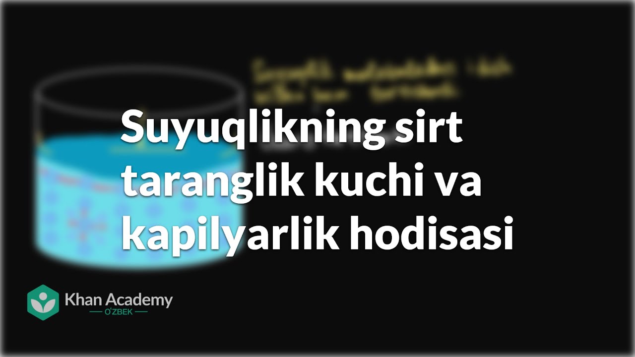 Suyuqlikning sirt taranglik kuchi va kapilyarlik hodisasi | Suyuqliklar | Fizika