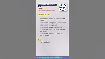 L&T | Java Springboot Microservices JPA Developer Angular | Mysore BLR| Full Stack #shorts #ytshorts