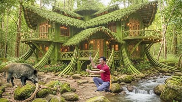 Bushcraft Survival Build a Bamboo Tree House - Forage for Food - Set Traps