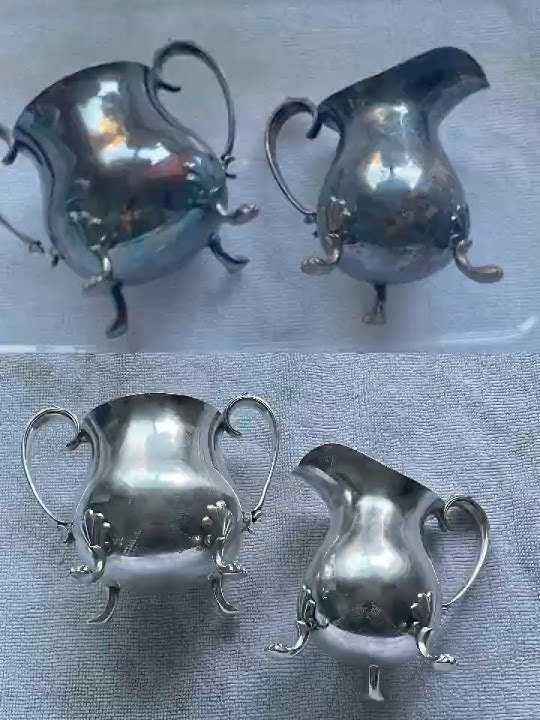 【銀器翻新】Four-Legged Cream & Sugar Set Restoration – Before & After