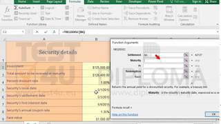 Use the YIELDDISC function to calculate the yield on a discounted security (Excel 2016)