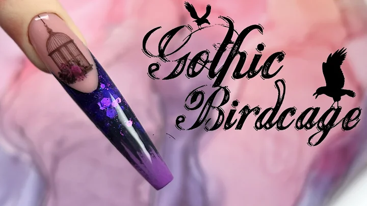 Gothic Birdcage | Deep Purple & Black Nail Art Design