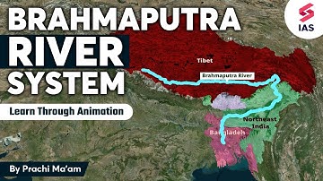 Brahmaputra River System Through Map | Tributaries of Brahmaputra | Rivers in India | Prachi Ma