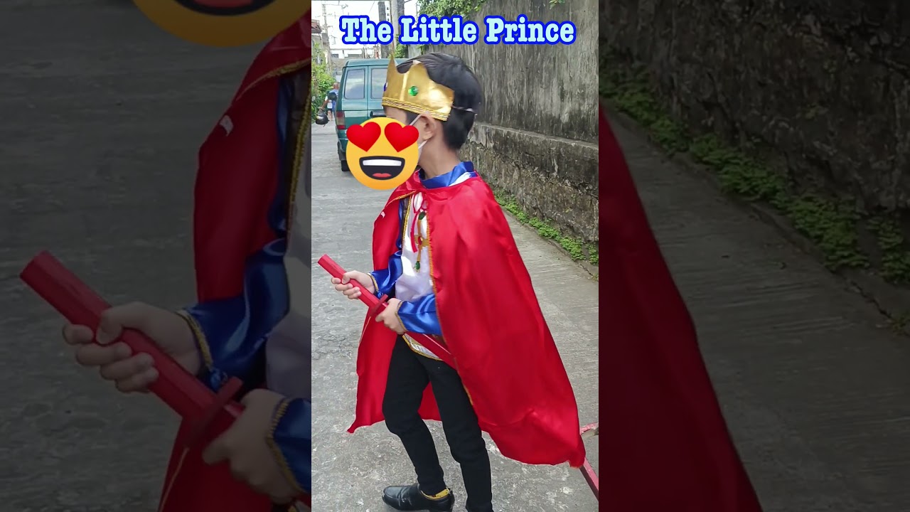 HANDSOME LITTLE PRINCE WALKING OUTSIDE THE SCHOOL 