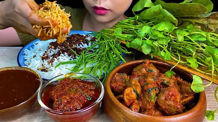 MUKBANG CHICKEN CURRY||CHICKEN GIZZARD CURRY, SPICY FISH PASTE & WHITE RICE