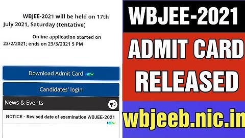 WBJEE 2021 Admit Card has Released | Procedure | West Bengal