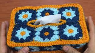 غطاء علبه مناديل بالكروشيه تحفه و جديد و جميل -Crochet tissue box cover (practical, simple and easy)