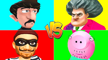 Scary Robber VS Scary Teacher 3D VS Robbery Clash Thief Pranks VS Piggy Neighbor - Android & iOS