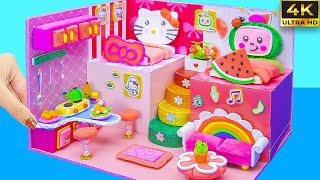 How To Make Hello Kitty House with Pink Bedroom, Kitchen from Cardboard, Clay ❤️ DIY Miniature House