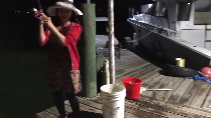 Amy Roscoe catching a fish in Galveston 3-11-2017
