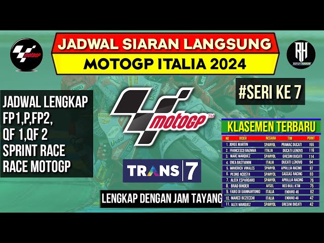 Jadwal Motogp Italia 2024~GP Italia 2024 Seri ke 7~Klasemen Motogp 2024~Jadwal Motogp 2024~Live class=