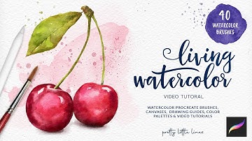 How to paint watercolor cherries in Procreate - step by step tutorial