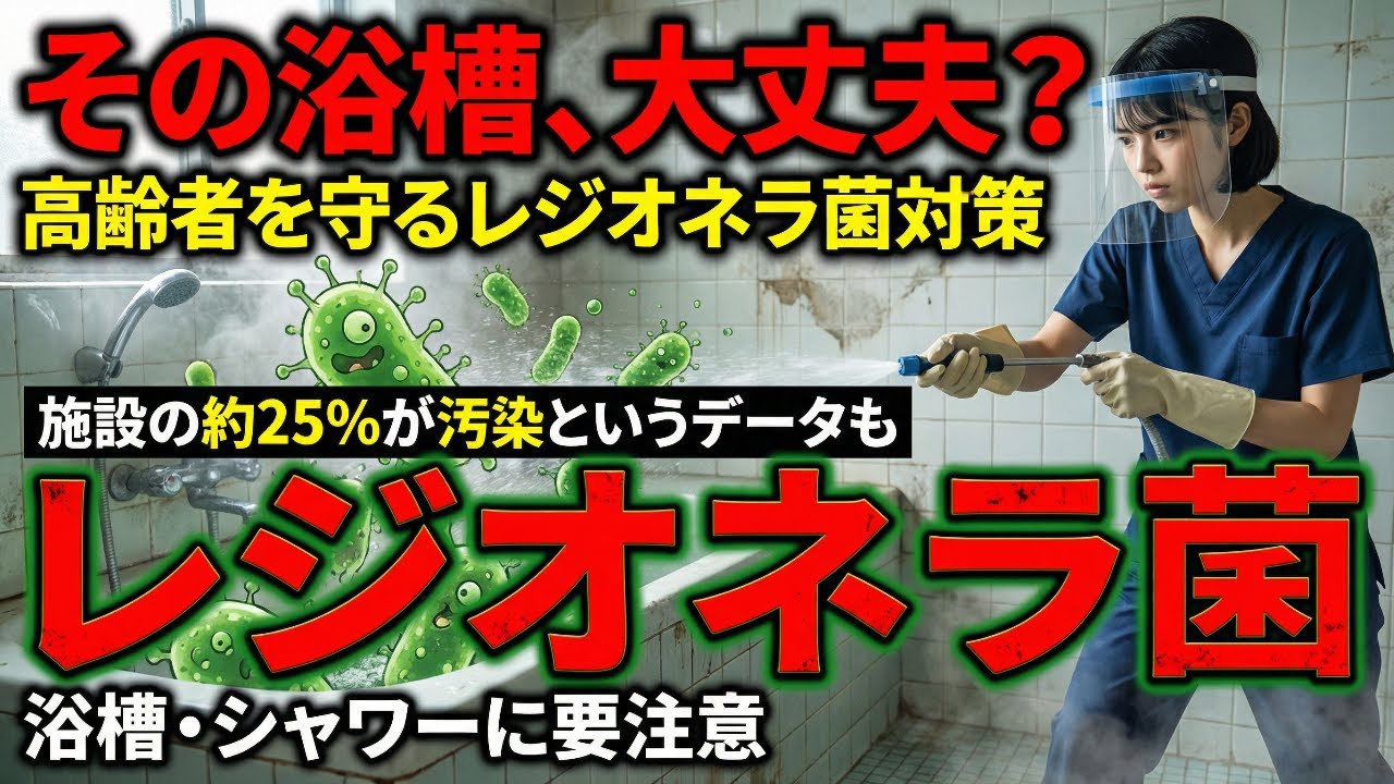 【介護研修】レジオネラ菌の脅威!! その浴槽、大丈夫？ 高齢者を守るレジオネラ菌対策ガイド 〜水回りに潜む危険 高齢者施設の約25%が汚染というデータも〜