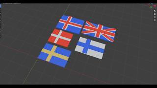 Modelando em 8 minutos, as bandeiras do Reino Unido, Finlândia, Islândia, Suécia e Dinamarca Blender