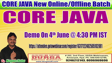 CORE JAVA Online Training in DURGASOFT