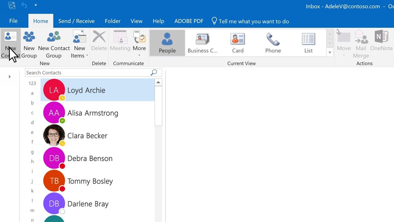 Add a contact in Outlook