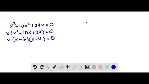 Solve each cubic equation by factoring out the GCF first. x^3-10 x^2+24 x=0