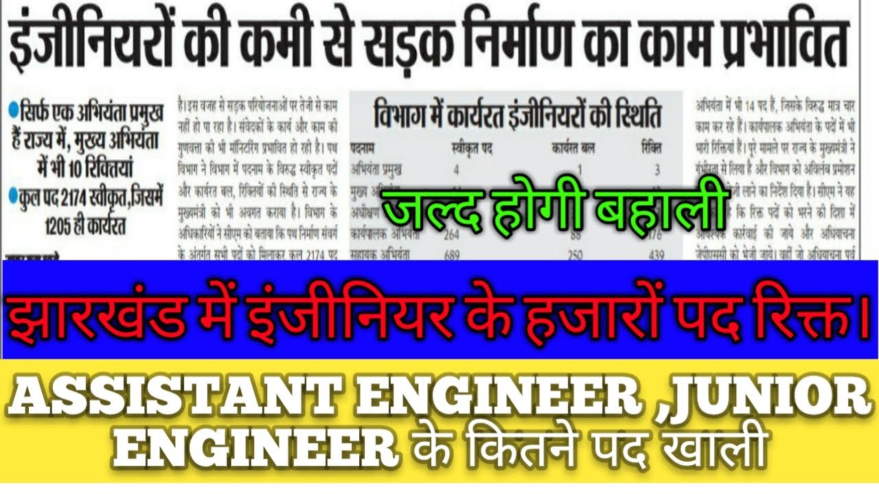 Jharkhand total seat vacant je| Jssc junior engineer total seat vacant||jssc je|AE Total seat vacant
