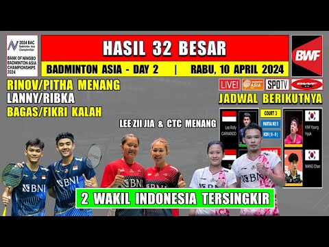 Hasil Badminton Asia Championship 2024 Hari Ini Day 2 R32 ~ RIPHIT Menang ~ BAKRI Kalah