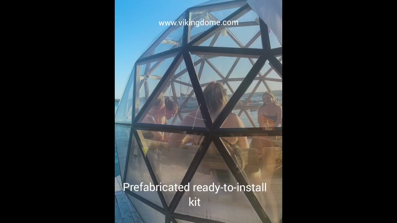 Glass Dome Sauna for public or private use. Prefabricated ready-to-install kit.