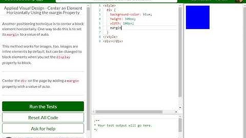 Applied Visual Design   Center an Element Horizontally Using the margin Property free code camp   Da