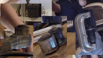 Pressing out 1972 SuperBeetle control arm bushings with a ball joint tool