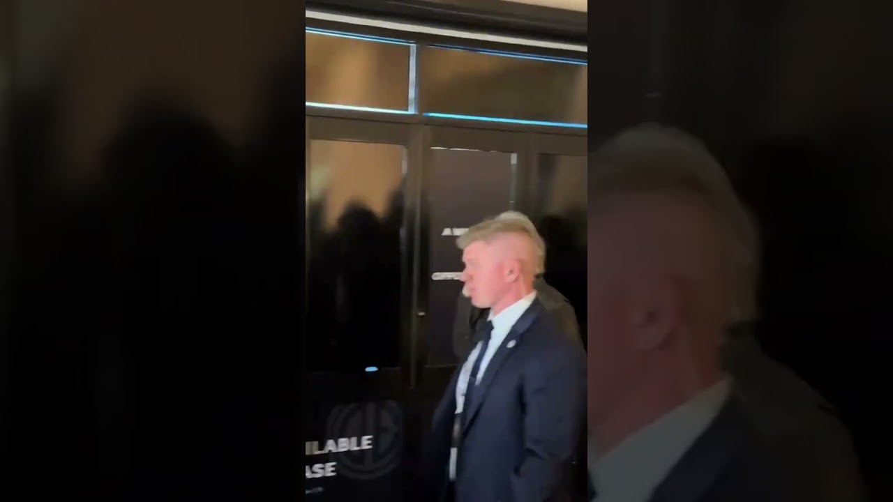 Jon and Dorothea leaving screening of Netflix Film The Electric State at The Paris  