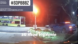 5jan2023 cte to 6 jalan anklong #SDP888Z bentley continental GT drove against traffic , mount kerb ,