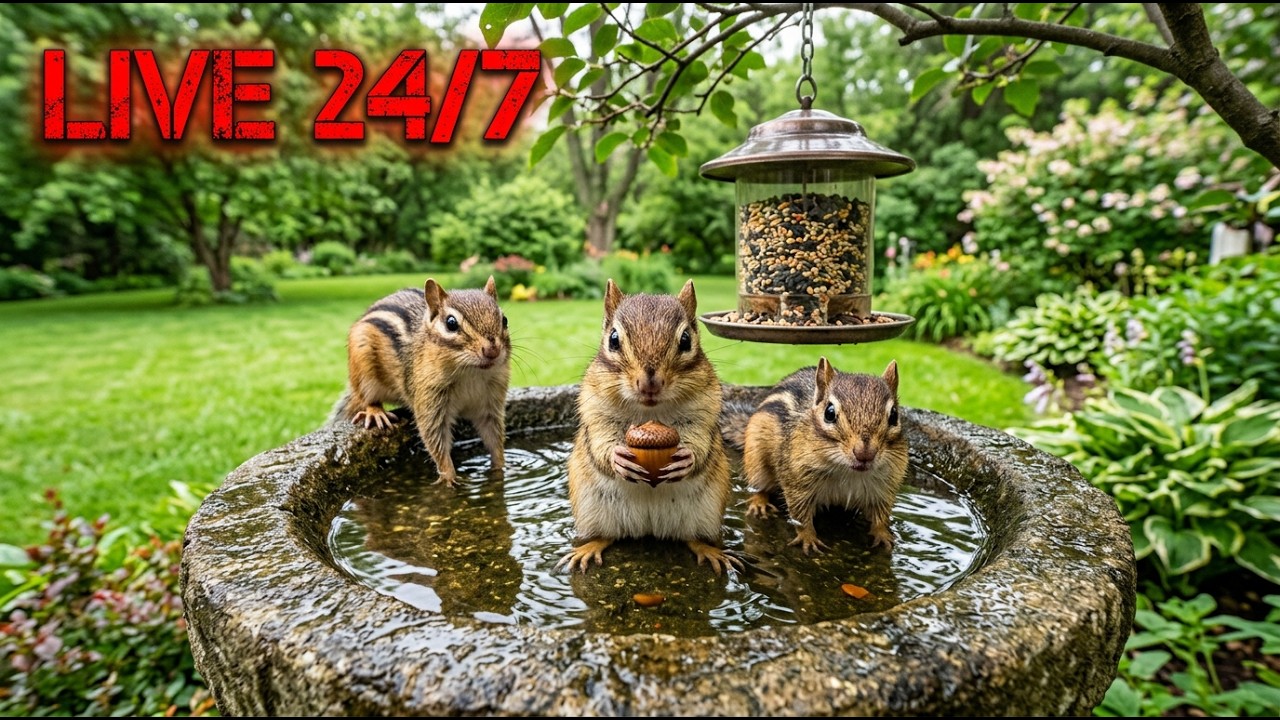 🔴 24/7 LIVE CAT TV NO ADS 😺 Backyard Birds & Squirrels Live Cam | Peaceful Nature Sounds in 4K
