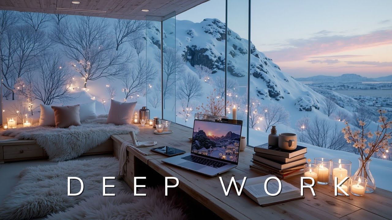 Атмосфера снежной хижины для глубокой работы и спокойного зимнего обучения 🌨️